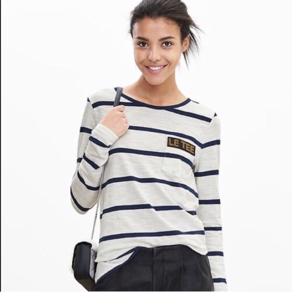 Banana Republic Striped Beaded Le Tee Shirt - Picture 2 of 4